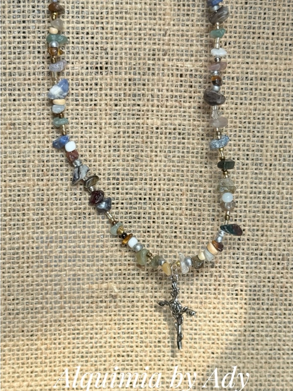 Multi stone Rosary Necklace with Crucifix - Picture 5 of 11